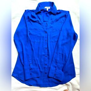 Express Portofino Women Blue Button-Down Shirt, Medium